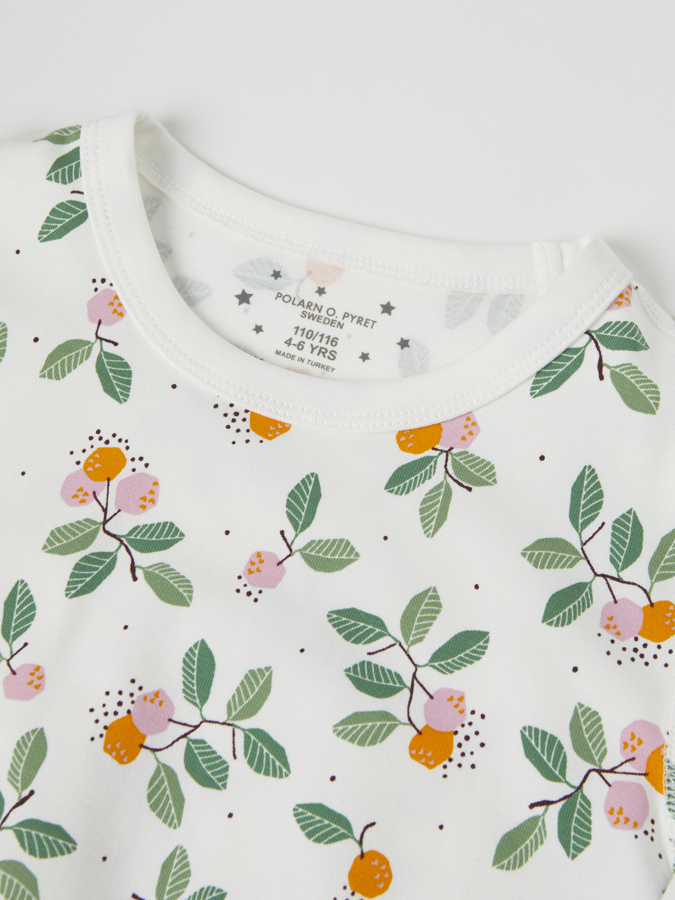 Nachthemd mit Bündchen zum Umschlagen, Beerenmotiv