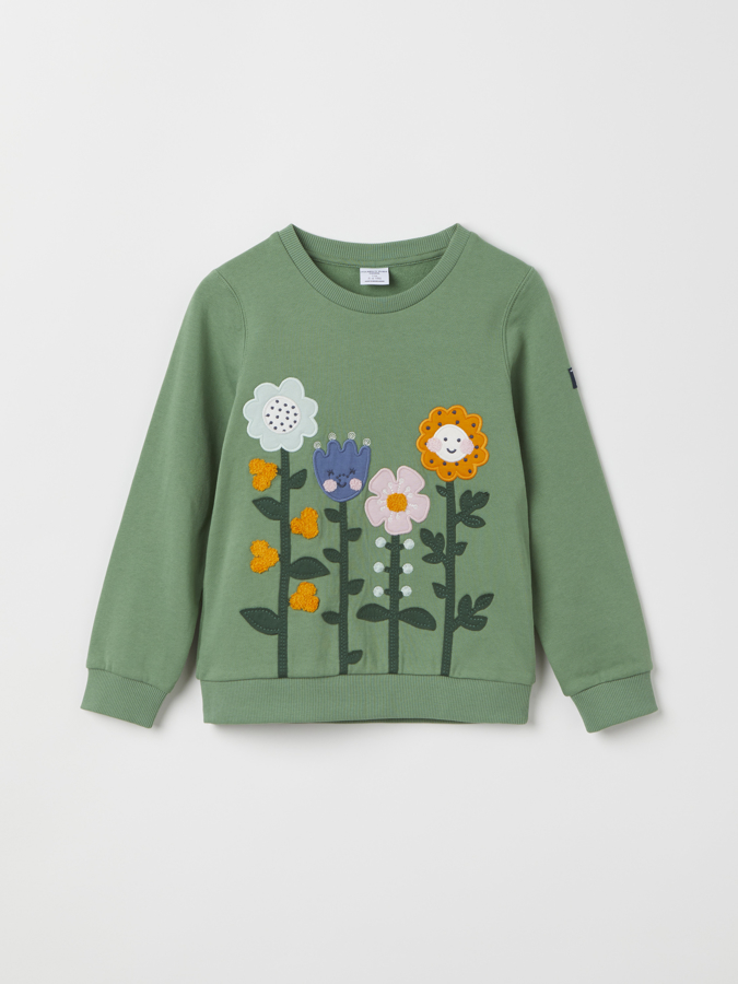 Sweatshirt mit Stickerei, geblümt