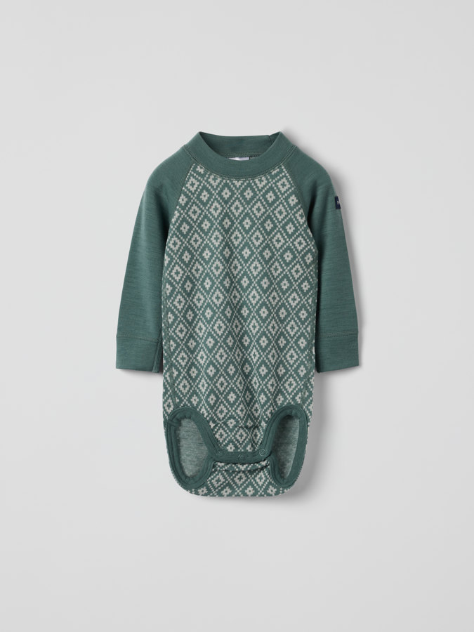 Langärmliger Body Merinowolle Jacquard Langärmliger Body Merinowolle Jacquard